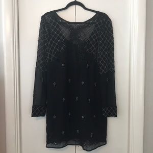 Free People beaded sheer black dress